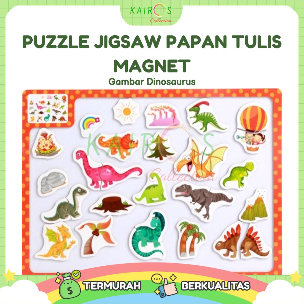 Puzzle Jigsaw Papan Tulis Magnet Gambar Kartun Anak