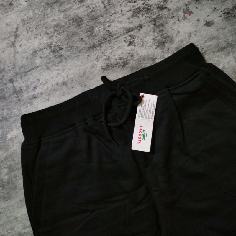 CELANA PENDEK SHORT PANTS LACOSTE HITAM BORDIR FULLTAG &amp; LEBEL