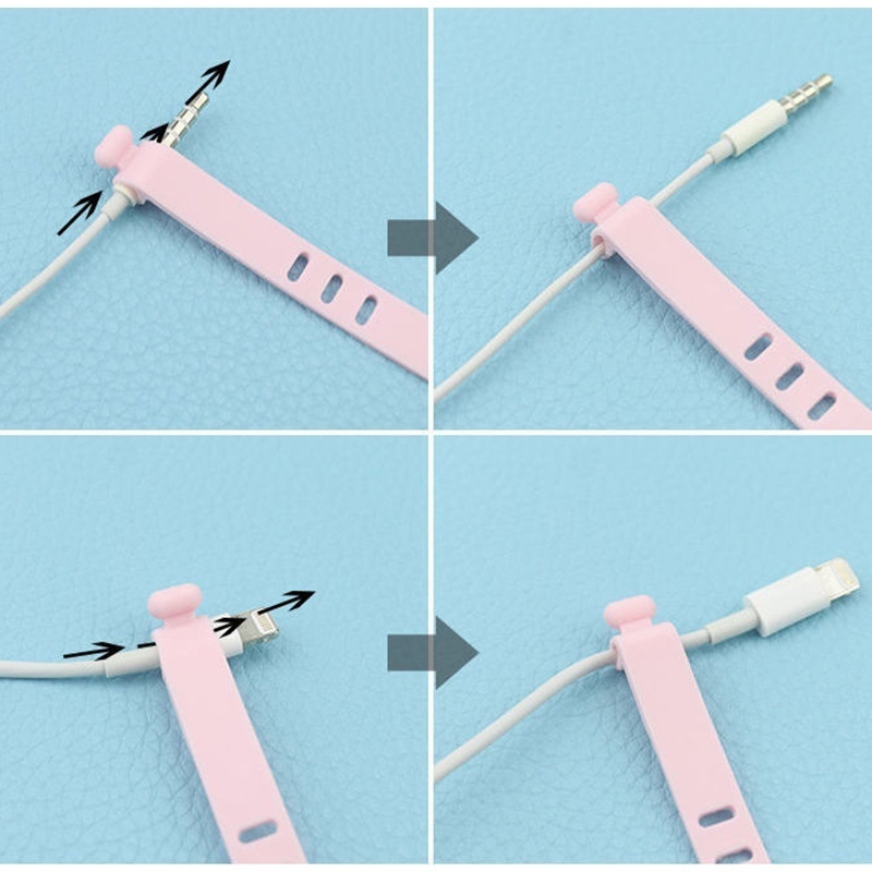 8pcs Tali Pengikat Kabel Data Bahan Silikon