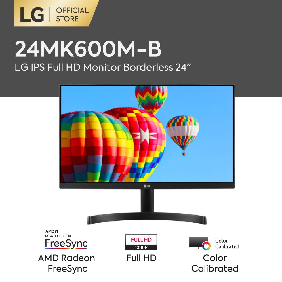 LG 24MK600M-B Monitor 24-Inch Full HD 3 Side Borderless with 75hz Refresh Rate & AMD freeSync