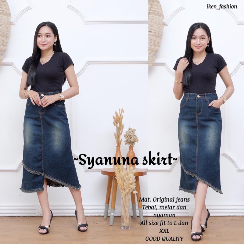 SYANUNA SKIRT coco dan navy | ROK JEANS 7/9 TERBARU | ROK JEANS| IMELDA SKRIT