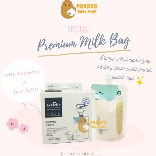 Kantong Asi Spectra premium milk bag with connector &amp; REFILL