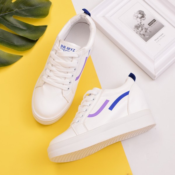 Sepatu sneakers wanita import warna putih - biru merah