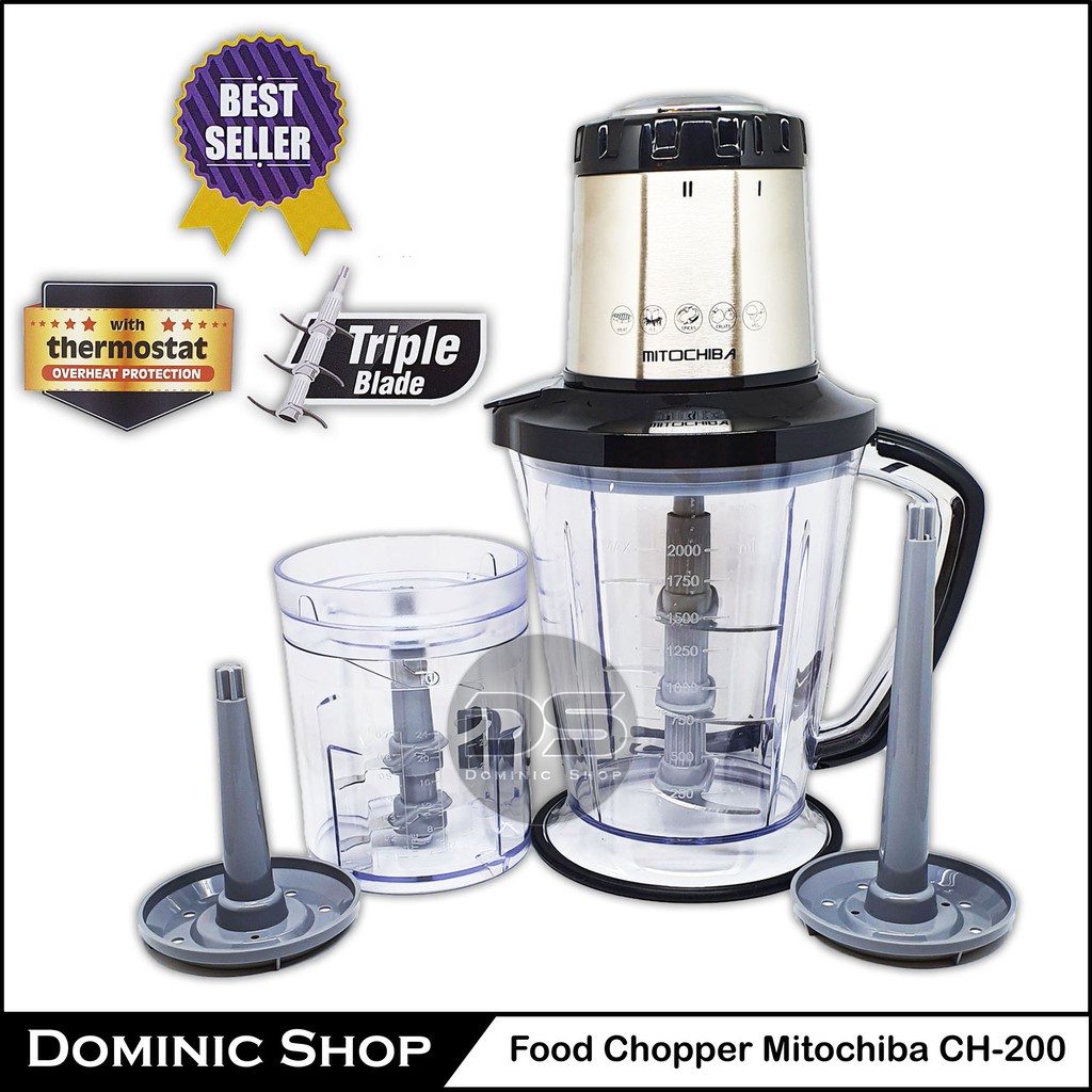 Mitochiba CH-200 Food Chopper Kapasitas 2 Liter - Blender Multifungsi TRANSPARENT