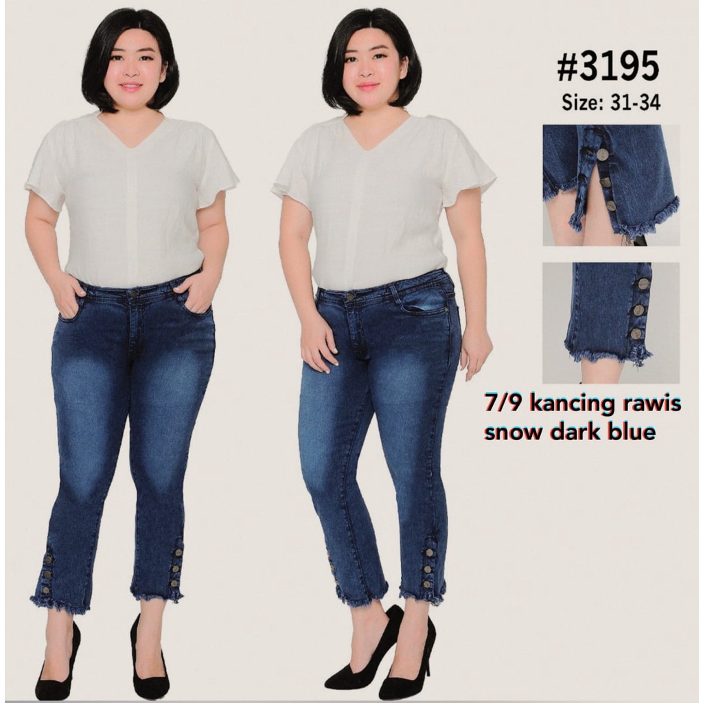 Celana Jeans Wanita Cutbray 7/9 Kancing Bawah 27-30 31-34 Bisa Bayar Ditempat(COD)