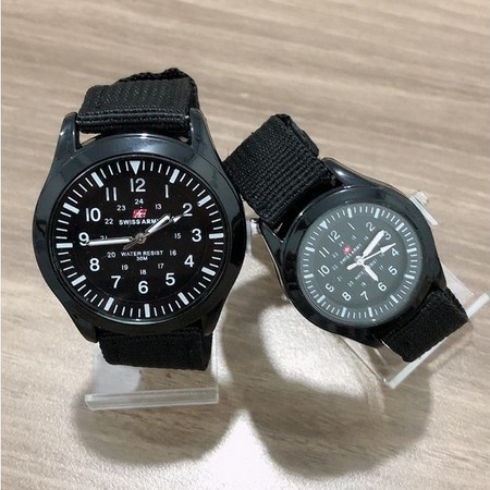 COD (JES) Jam Tangan Couple Analog 5776 Tali Kanvas Swis