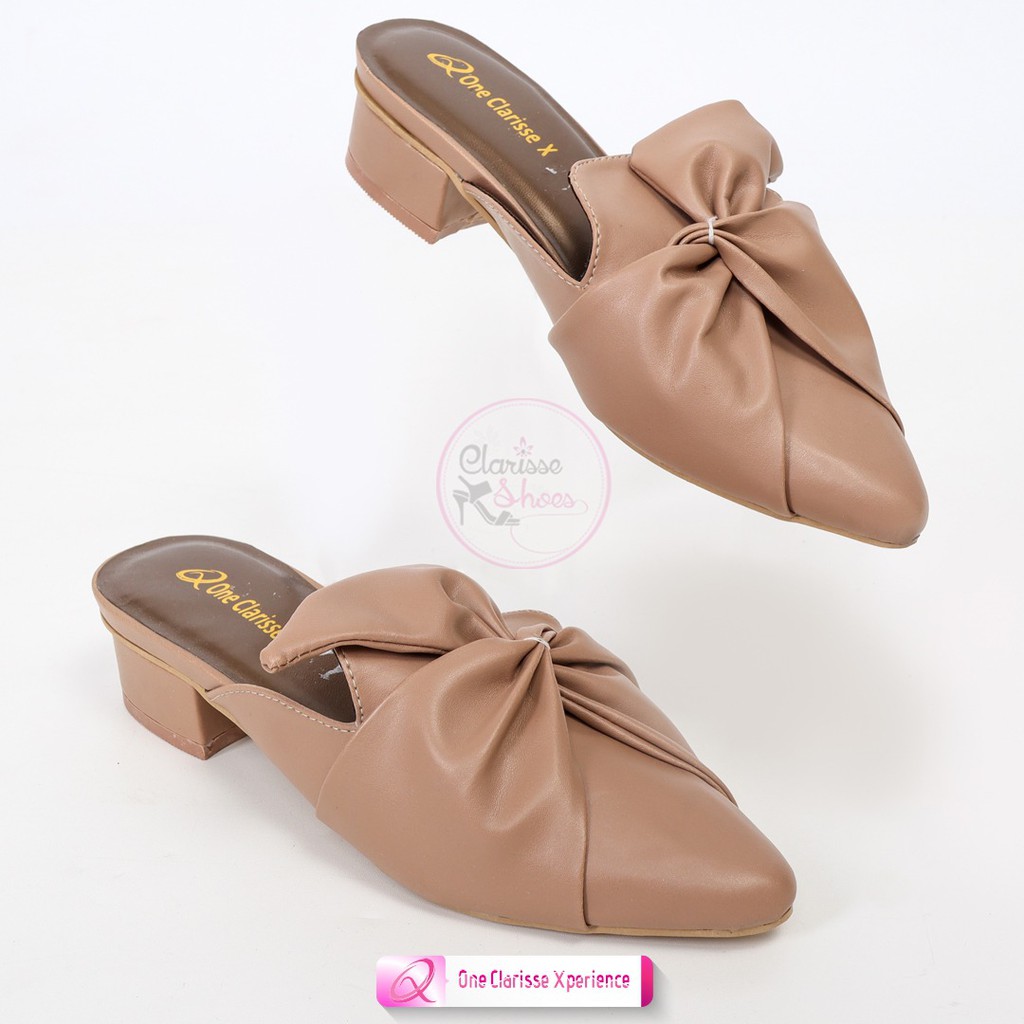 Clarisse KAOLA Sandal Selop Wanita Hak tahu tinggi 4cm kulit Sintesis