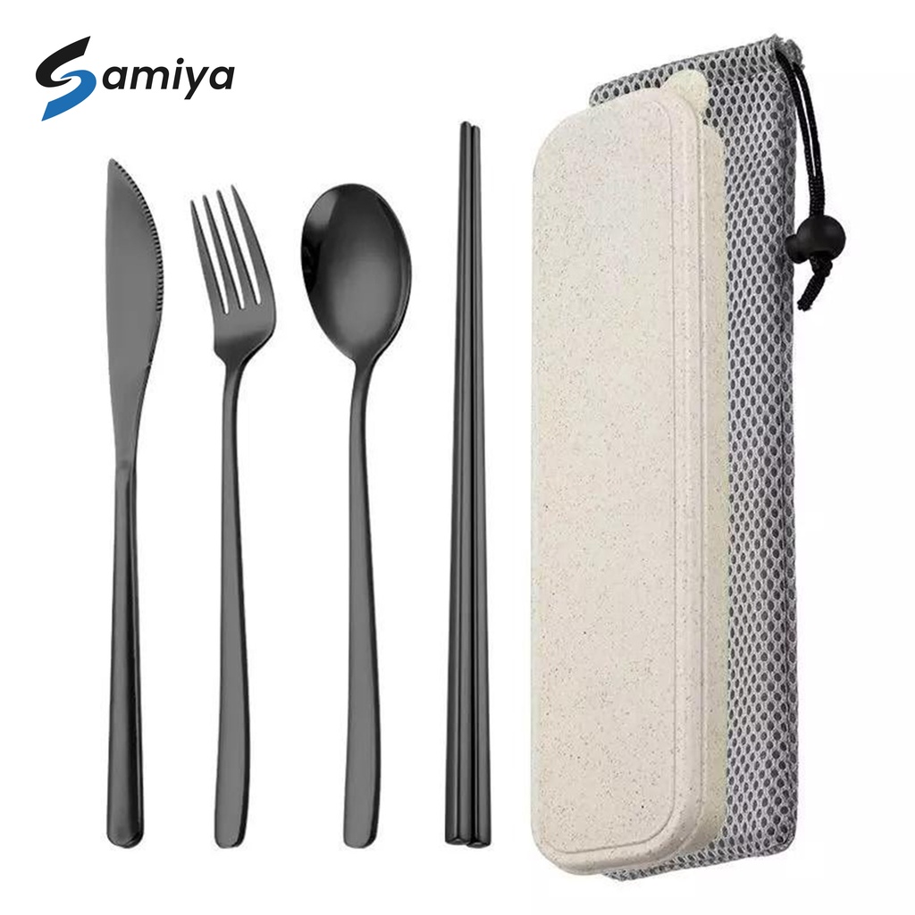 paket sendok garpu pisau sumpit korea / alat makan korea set stainless / paket peralatan makan korea