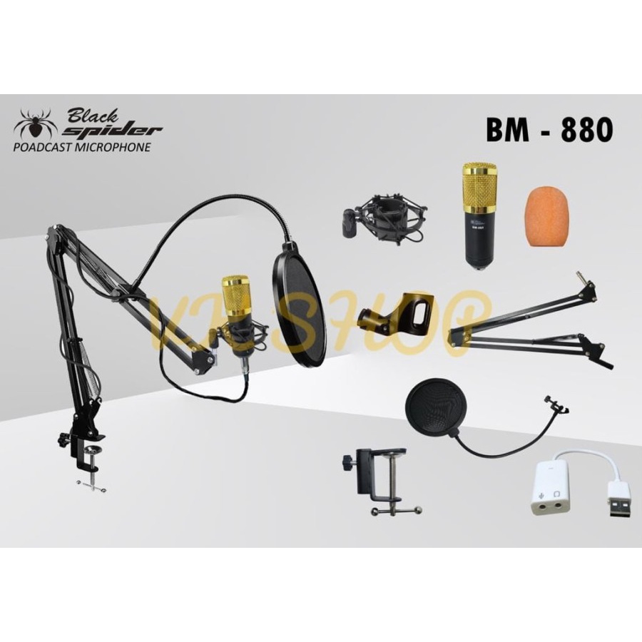 PAKET MIC CONDENSOR BLACK SPIDER BM 880 / BLACKSPIDER BM880 ORIGINAL