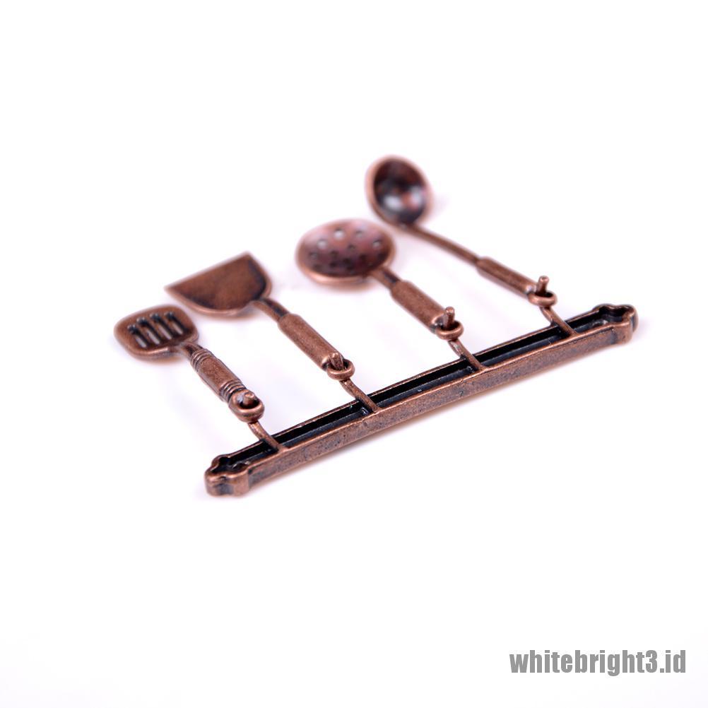 (white3) 5pcs / Set Mainan Miniatur Peralatan Dapur Bahan Metal Untuk Aksesoris Rumah Boneka 1: 12