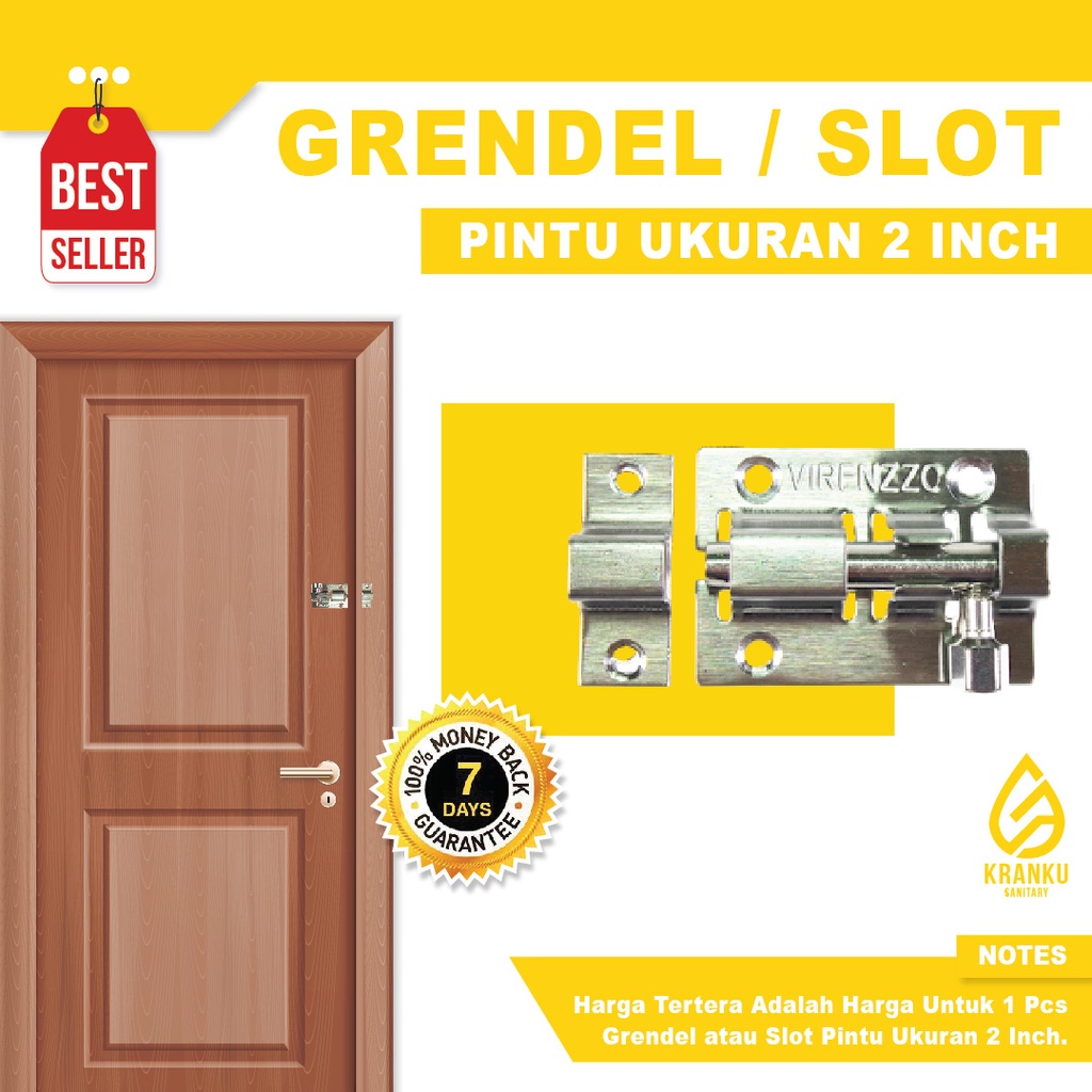 Grendel pintu slot pintu grendel jendela 2 inch