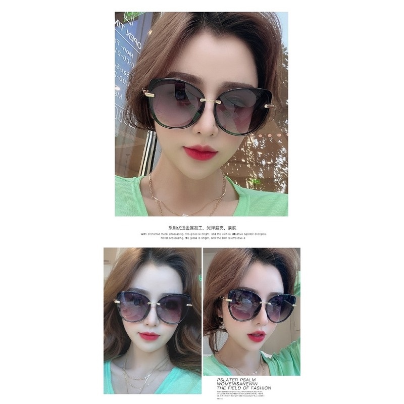 (YUZHU) Bayar di Tempat Kacamata Hitam Korean Gaya Wanita Vintage Style Kacamata Hitam Mata Kucing Korean Wanita Sunglasses