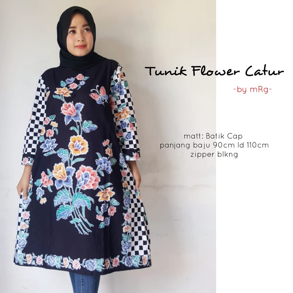 Busana Batik Muslimah Tunik Batik Wanita Elegan Tunik Batik