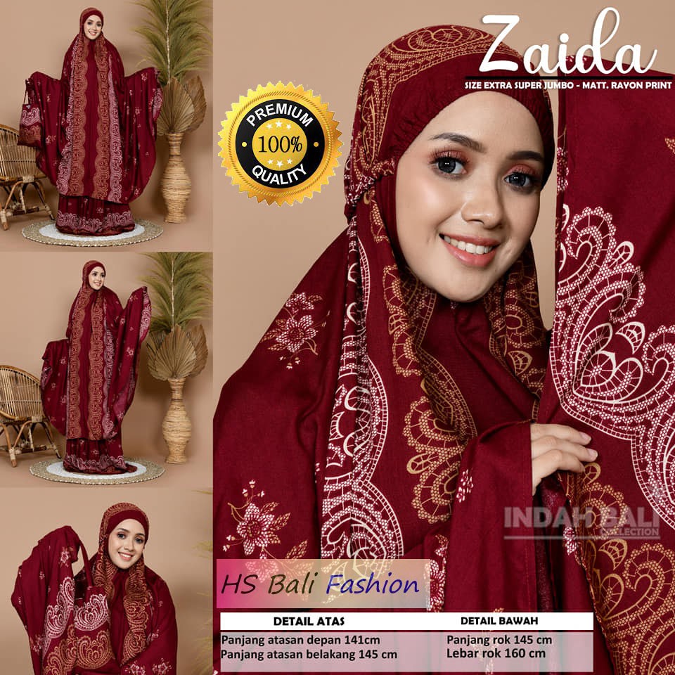 Mukena Extra Jumbo Zaida/Mukena Bali/Mukena dewasa