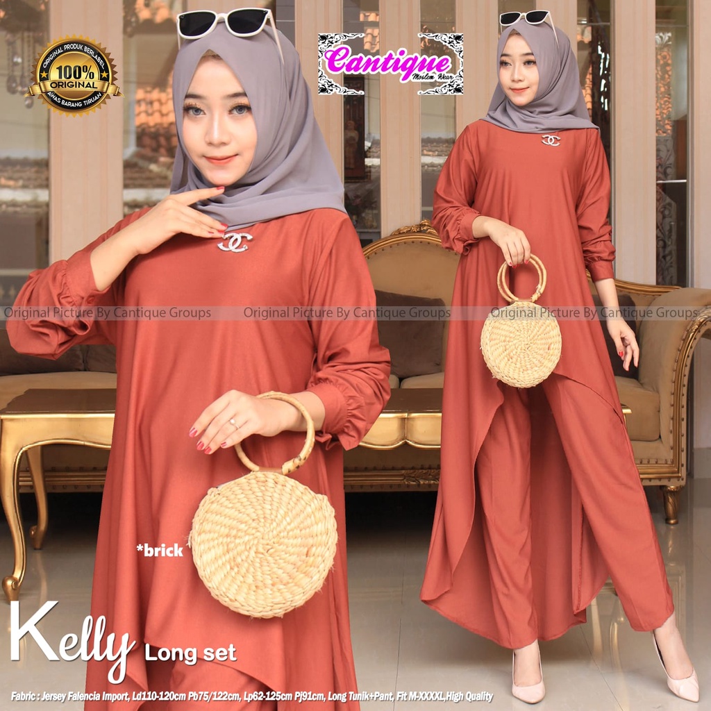 Set wanita jumbo LD 108 melar 118 setelan tunik polos mat jersey falencia one set big size lengan panjang Ori Srikandi | Kelly Asyifa Yumia Syakilla Whiteney-Kelly brick