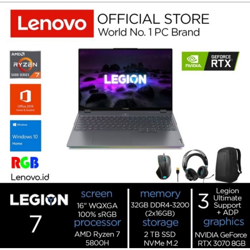 Lenovo Legion 7 9TID Ryzen 7 5800H 32GB 2TB SSD 16" WQXGA IPS 165Hz