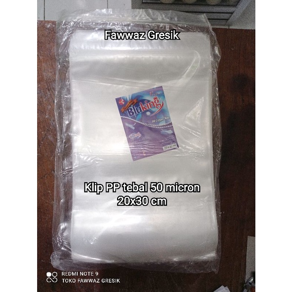 (100 pcs) Plastik Klip PP Bening Kemasan Klip 20x30 cm Tebal PP Zipper Ziplock Bag 50 micron / Kantong Plastik Klip 20x30 cm tebal 50 mc