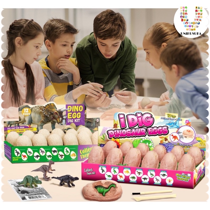 [UNIKUSUKA] Mainan I dig Dinosaurus Gems Crystal, Mainan Arkeolog Telur Dinosaurus