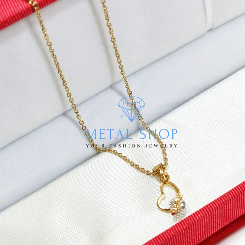 MS - Kalung Rhodium Wanita Love Zircon