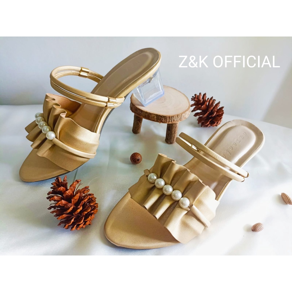 Hak kaca / Sendal pesta wanita / hak kaca mutiara