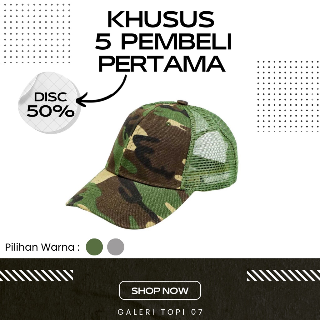 Topi Baseball Trucker Cap Hat Army Camouflage Topi Loreng Army Dewasa Topi Loreng Pria Original