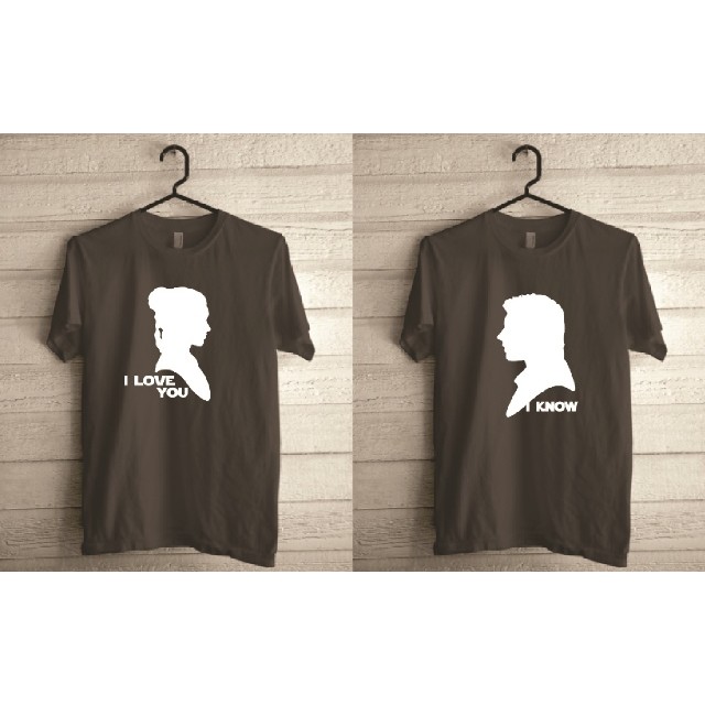 [KAOS CORNER] KAOS TSHIRT BAJU COMBED 30S COUPLE STAR WARS LEIA HANS SOLO GRADE ORI
