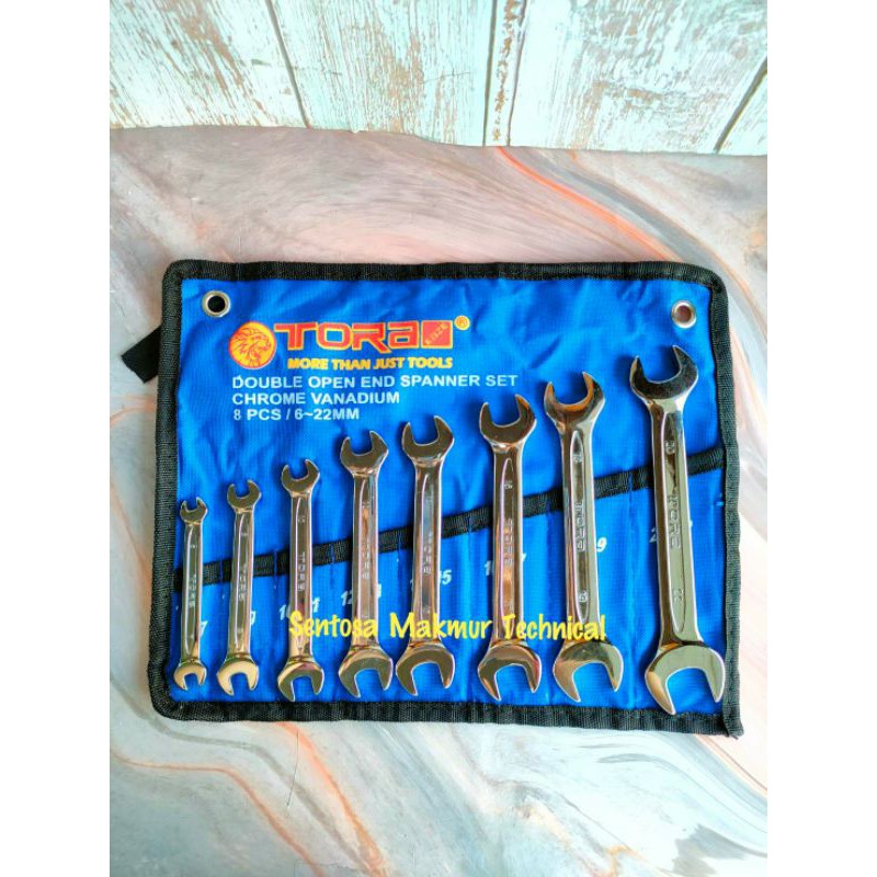 TORA 8 PCS Kunci Pas Double Open Wrench Spanner Set 6 -22 MM