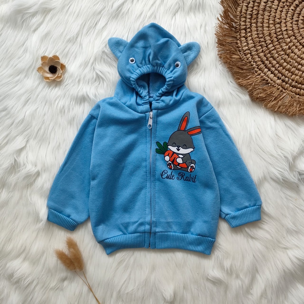 Jaket bayi cute rabbit 3-12 bulan / jaket bayi murah / jaket bayi tebal / jaket bayi lucu / baju hangat bayi / outer bayi/ atasan bayi