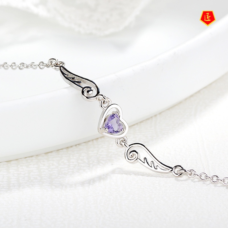 [Ready Stock]New 925 Silver Fashion Wings Heart-Shaped Bracelet