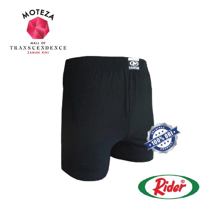 RIDER Premium R 812 B R812B - Celana Dalam Pria Boxer Katun - Hitam Abu | Size S M L XL 2XL 3XL 4XL 5XL Jumbo Big Size