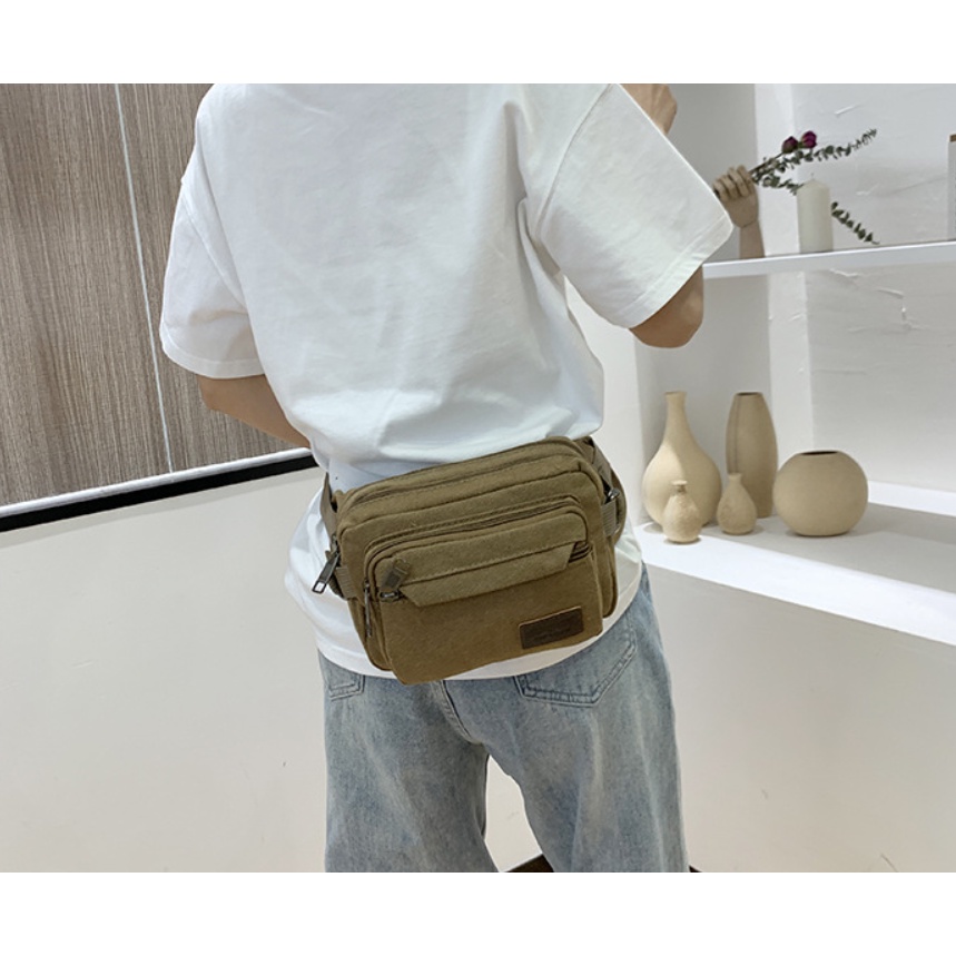 Tas Pinggang Slempang Selempang Kanvas waist bag Import Impor J171
