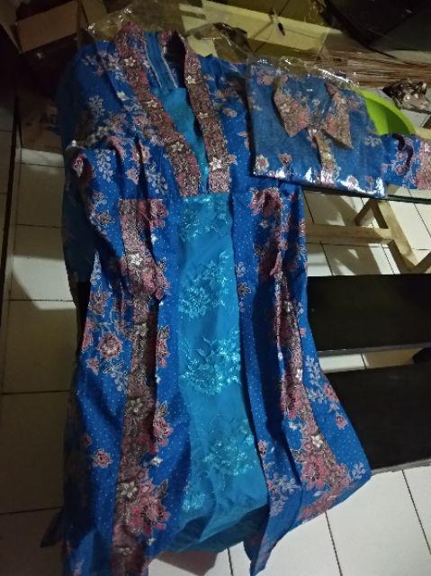 Qnunbatik Batik Keluarga/family Gamis Muslim Krisdayanti (kd) Dsr Warna Biru