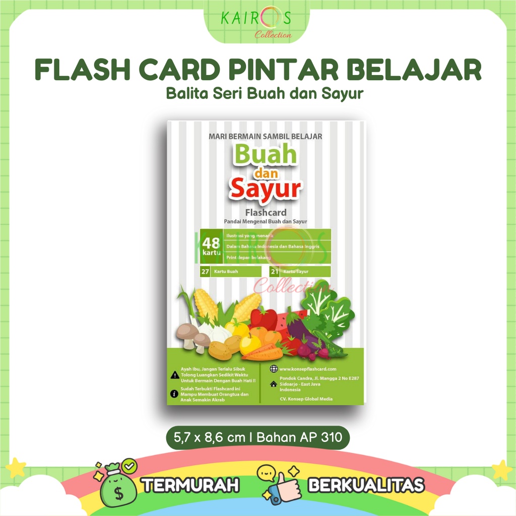 Flashcard Kartu Pintar Belajar Balita Seri Buah dan Sayur