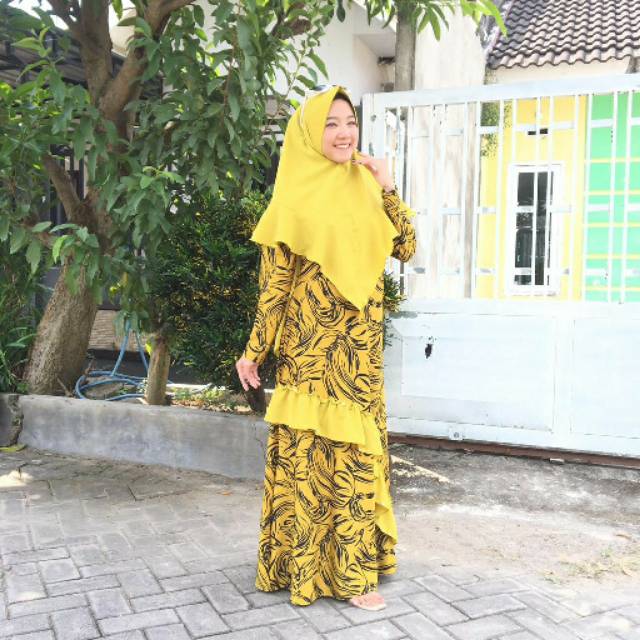 Gamis one set anisa gamis syari busui gamis motif syari gamis + jilbab syari