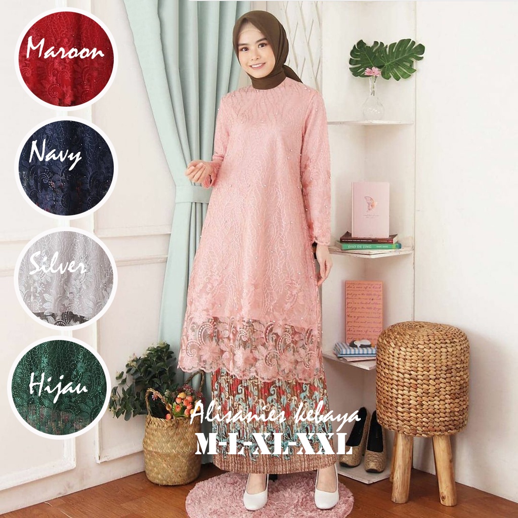 Setelan Kebaya panjang one Set Model Baju Kebaya Jadi Long Tunik Brukat Kebayak Padang kabaya Tunic 