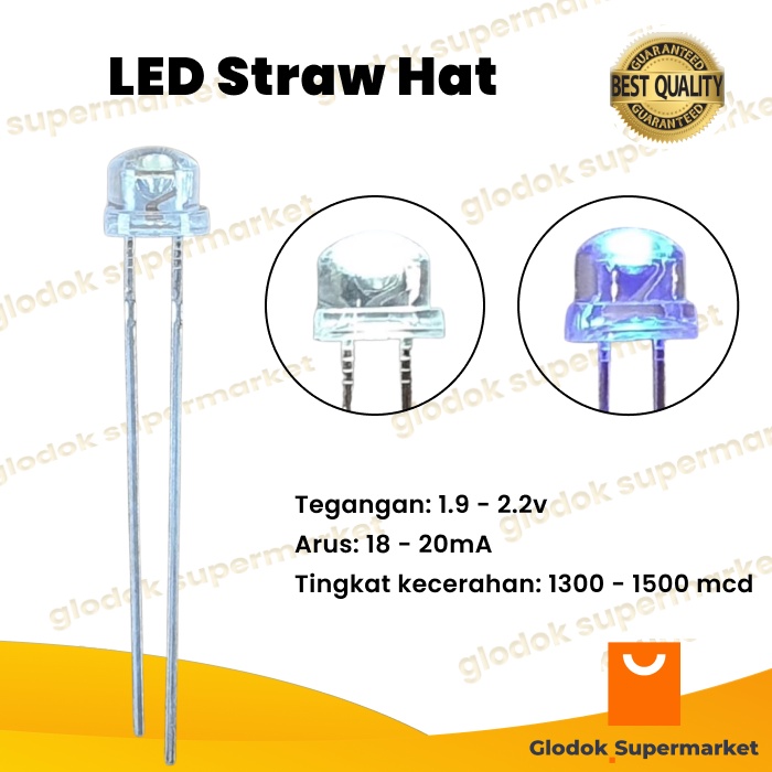 LED Straw Hat Superbright 5mm Lampu Strawhat Super Bright Topi Super Terang