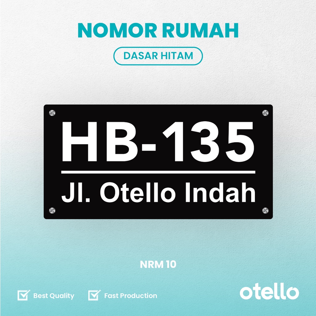 Nomor Rumah Acrylic Minimalist Papan Alamat Aklirik Custom Modern Otello NRM 10