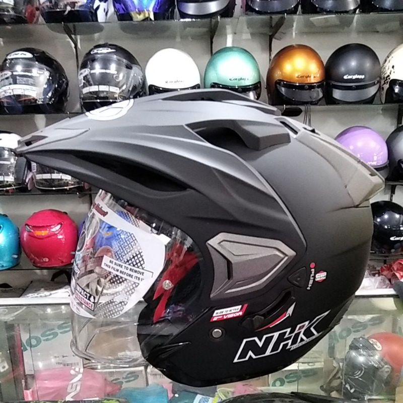 Jual Helm Nhk Predator Crypton Solid Black Doff Shopee Indonesia