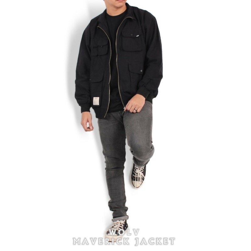 ORIGINAL WOLV Jaket Maverick Hitam Jaket Parka Wolv