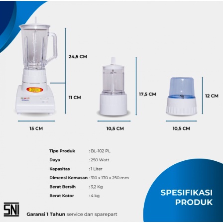 MIYAKO BLENDER LISTRIK SERBAGUNA BL-102 PL