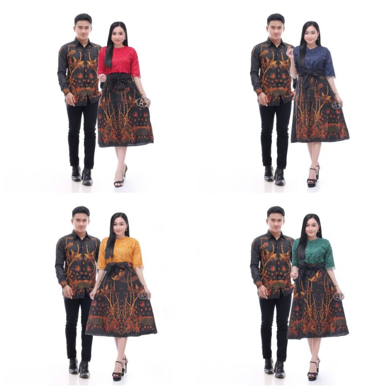 BATIK COUPLE DRESS BROKAT KOMBINASI BATIK GROSIR BROKAT SANJAYA COUPLE