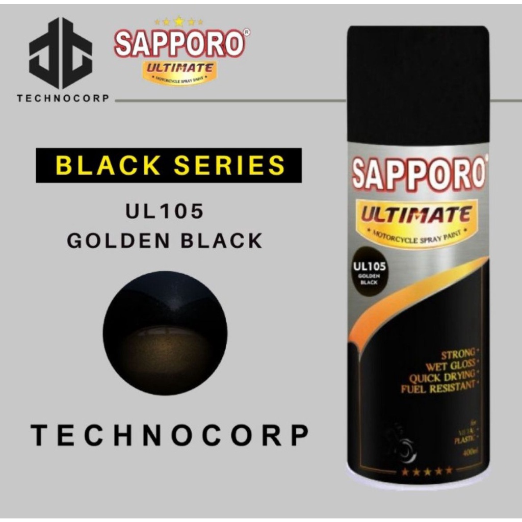 

Cat Semprot SAPPORO ULTIMATE UL105 GOLDEN BLACK / BLACK SERIES YELLOW