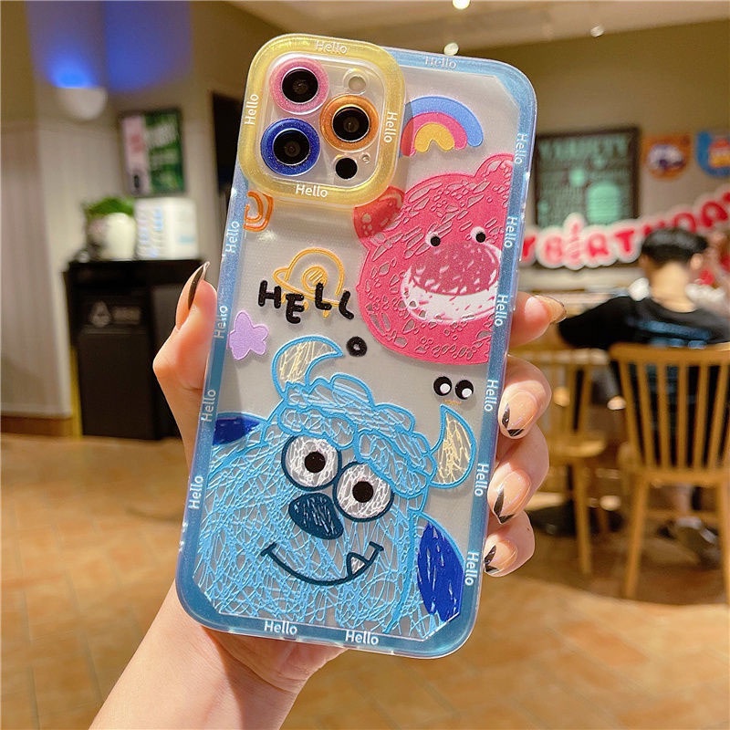 Case Pelindung Motif Kartun Monster Besar Berbulu Untuk IPhone 12 13 11 Pro Max X Xs Max Xr 7 8 Plus Ddrf