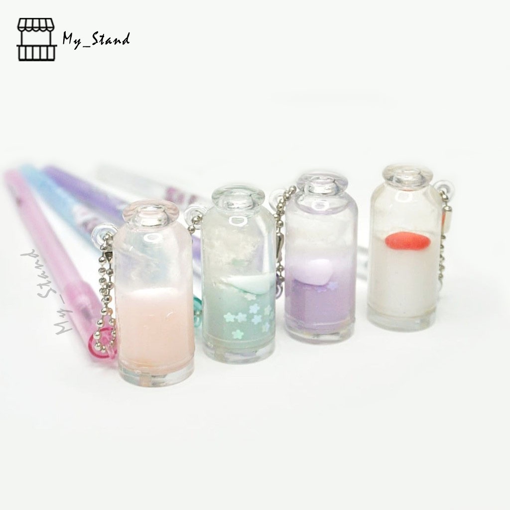 Pen Botol Air Susu Pulpen Bubble Tea Milk Gelpen Gel Karakter Animal Hewan Pastel Murah Minuman gela