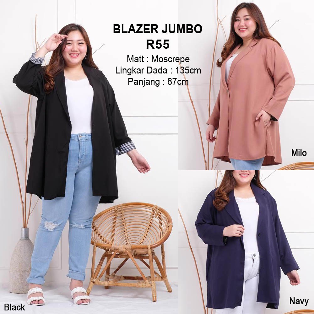 BIGCLO - (COD) LD 130 - 160cm Blazer Jumbo Atasan Wanita Bigsize Lengan Panjang