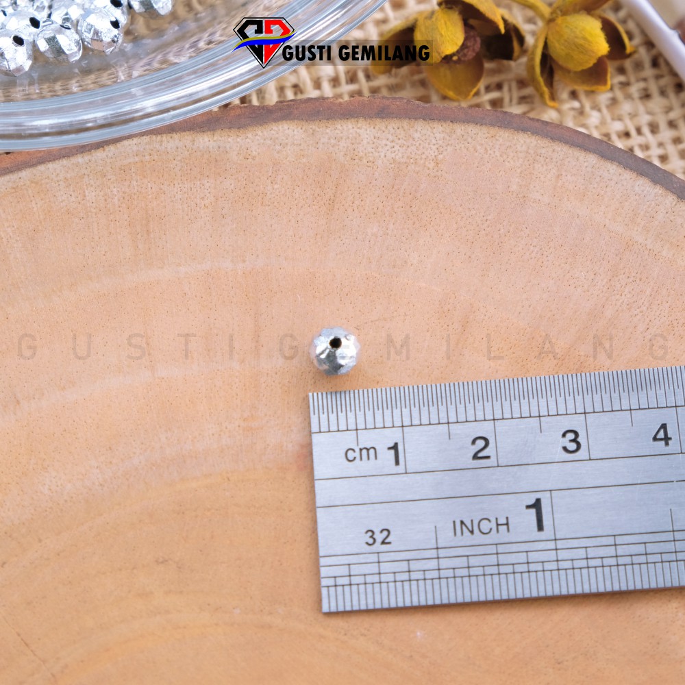 Isi 20 Mote Manik Silver 6mm Aksesoris Wanita