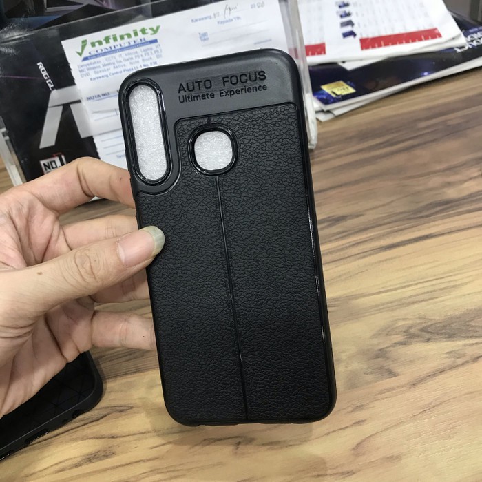 SILIKONE AUTO FOKUS LEATHER CASE KULIT BLACK FOR INFINIX SMART 3 PLUS