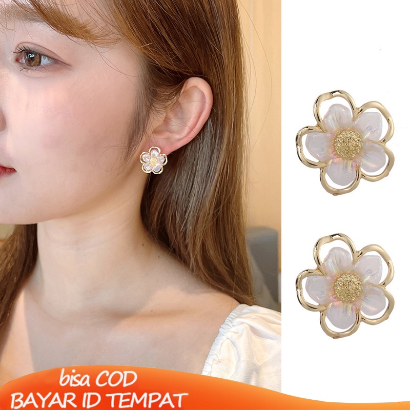 COD✨Anting Bunga Korea Kecil Sepasang Flower Stud Earrings Emas Anting Tusuk Motif Vintage Fashion Impor Murah Aksesoris Wanita