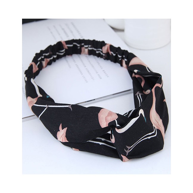 LRC Bando Sweet  Flamingo Pattern Decorated Wide Hair Band