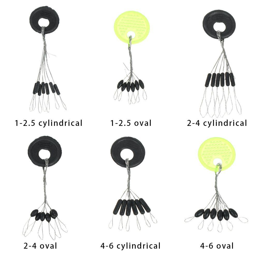 Top 60pcs (10Grup) Aksesoris Memancing Sangat Banyak Oval Silinder Vislijn 1-6# Pelampung Karet Carp Black